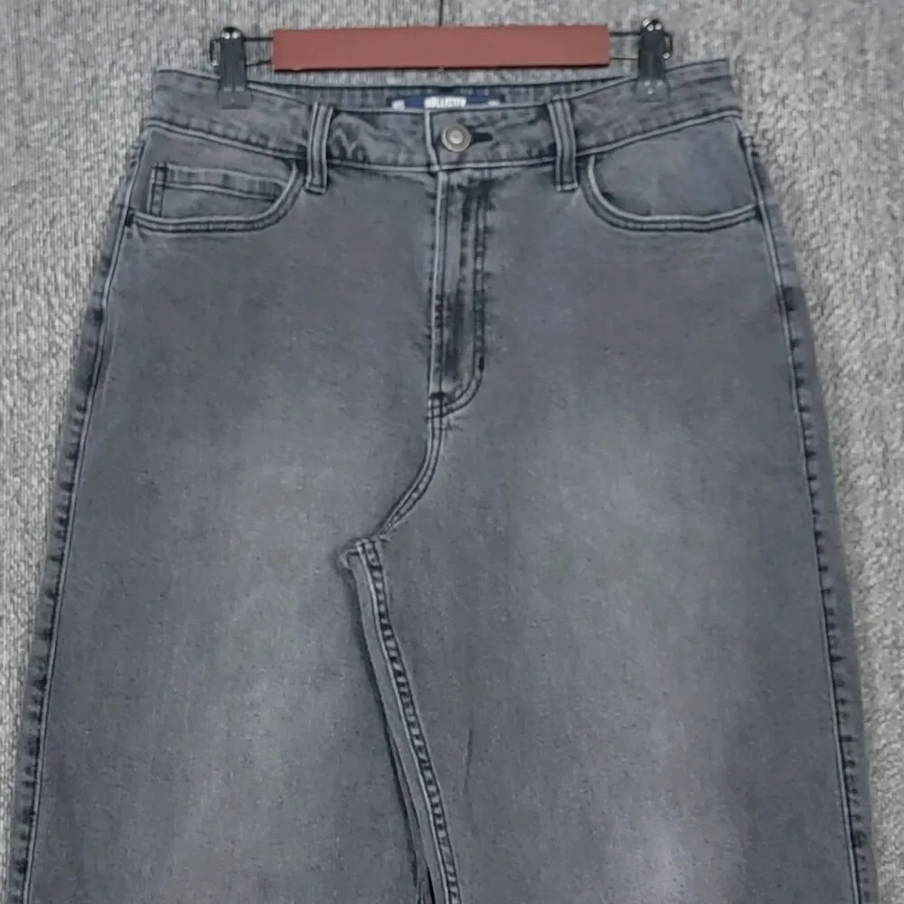 Hollister Jeans Womens 10S Gray Ultra High Rise Baggy Wide Leg Stretch Denim